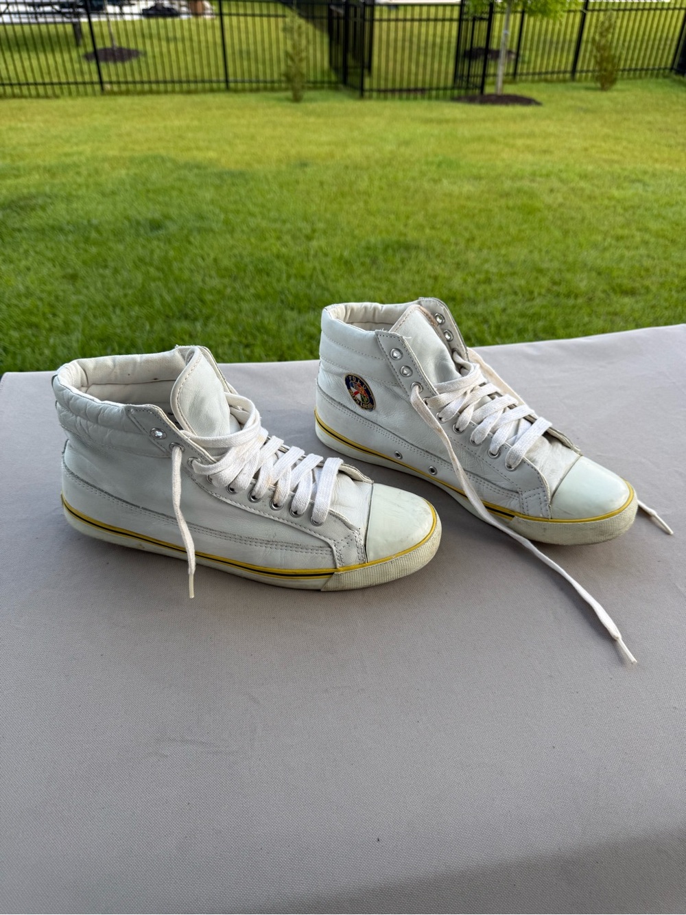 Vintage Polo Ralph Lauren Men’s White Leather Lace Up Hi Top Sneakers Size 11